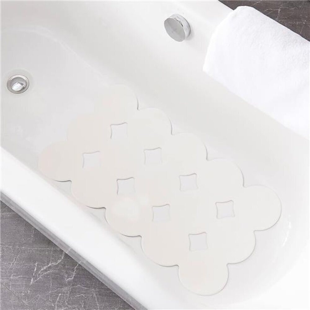 Soft Rubber Bath Mat with Strong Suction Cups White